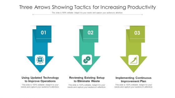 Three Arrows Showing Tactics For Increasing Productivity Ppt PowerPoint Presentation File Gallery PDF Three Arrows Showing Tactics For Increasing Productivity Ppt PowerPoint Presentation File Gallery PDF