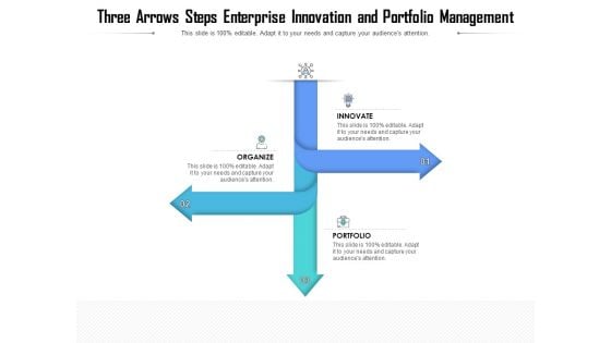 Three Arrows Steps Enterprise Innovation And Portfolio Management Ppt PowerPoint Presentation File Diagrams PDF