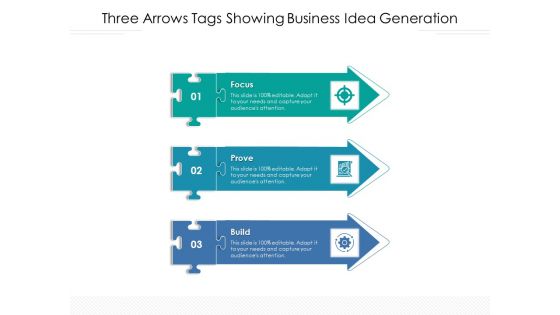 Three Arrows Tags Showing Business Idea Generation Ppt PowerPoint Presentation Slides Graphics PDF