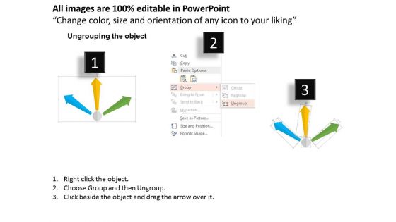 Three Arrows With Icons Powerpoint Templates