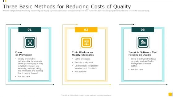 Three Basic Methods For Reducing Costs Of Quality Themes PDF