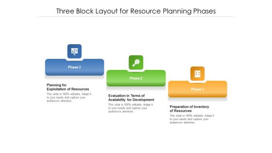 Three Block Layout For Resource Planning Phases Ppt PowerPoint Presentation Gallery Graphics Download PDF