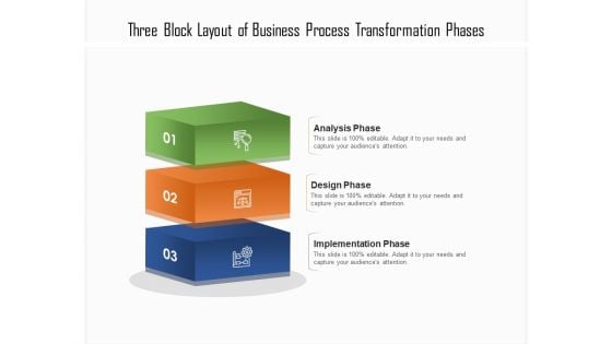 Three Block Layout Of Business Process Transformation Phases Ppt PowerPoint Presentation Gallery Images PDF