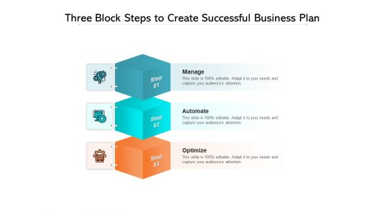 Three Block Steps To Create Successful Business Plan Ppt PowerPoint Presentation Gallery Portfolio PDF