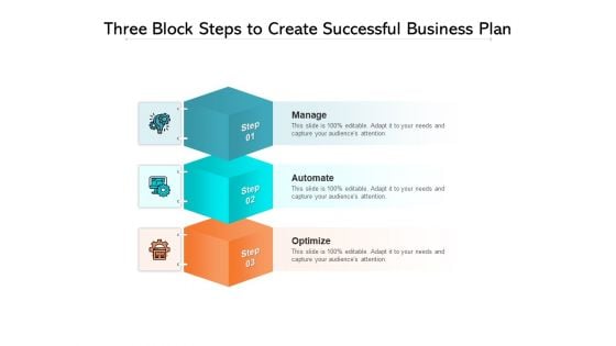 Three Block Steps To Create Successful Business Plan Ppt PowerPoint Presentation Gallery Portfolio PDF