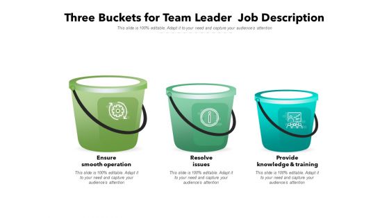 Three Buckets For Team Leader Job Description Ppt PowerPoint Presentation Icon Professional PDF