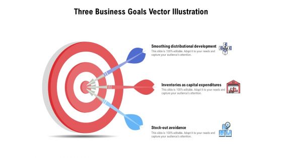 Three Business Goals Vector Illustration Ppt PowerPoint Presentation Ideas Grid PDF