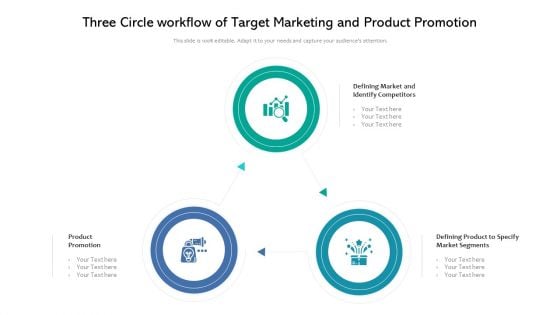 Three Circle Workflow Of Target Marketing And Product Promotion Ppt PowerPoint Presentation Icon Model PDF Three Circle Workflow Of Target Marketing And Product Promotion Ppt PowerPoint Presentation Icon Model PDF