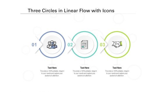 Three Circles In Linear Flow With Icons Ppt PowerPoint Presentation Infographics Microsoft