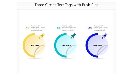 Three Circles Text Tags With Push Pins Ppt PowerPoint Presentation Slides Smartart PDF