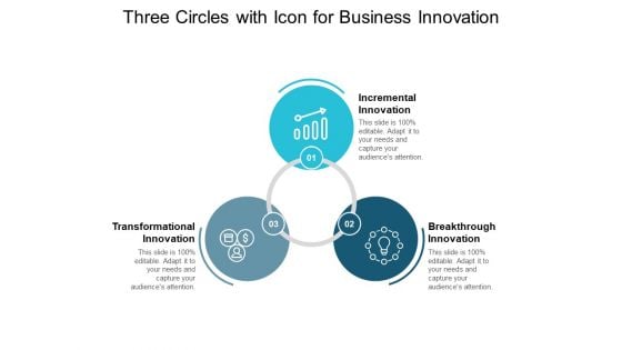 Three Circles With Icon For Business Innovation Ppt PowerPoint Presentation Ideas Graphics Download