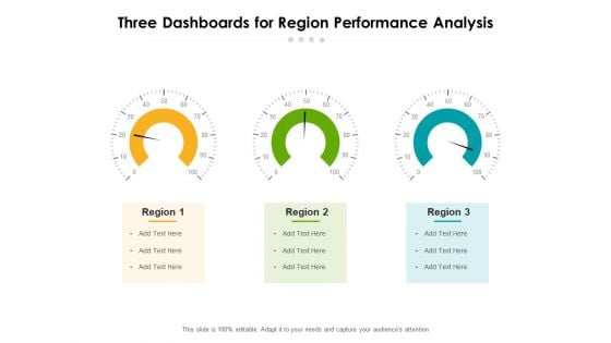 Three Dashboards For Region Performance Analysis Ppt PowerPoint Presentation Ideas Visuals PDF