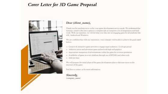 Three Dimensional Games Proposal Cover Letter For 3D Game Proposal Icons PDF Three Dimensional Games Proposal Cover Letter For 3D Game Proposal Icons PDF