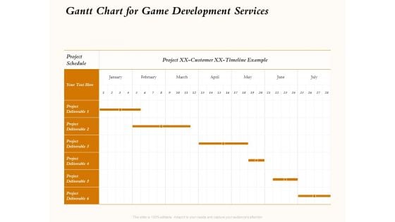 Three Dimensional Games Proposal Gantt Chart For Game Development Services Inspiration PDF