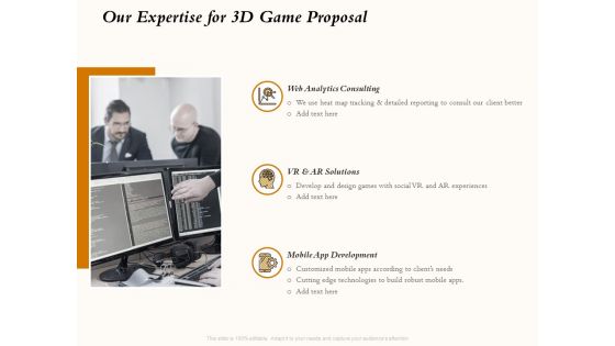 Three Dimensional Games Proposal Our Expertise For 3D Game Proposal Designs PDF