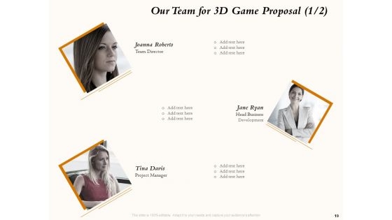 Three Dimensional Games Proposal Ppt PowerPoint Presentation Complete Deck With Slides