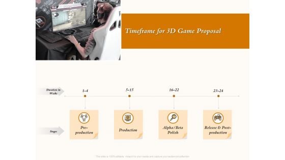Three Dimensional Games Proposal Timeframe For 3D Game Proposal Ppt Layouts Slide PDF Three Dimensional Games Proposal Timeframe For 3D Game Proposal Ppt Layouts Slide PDF