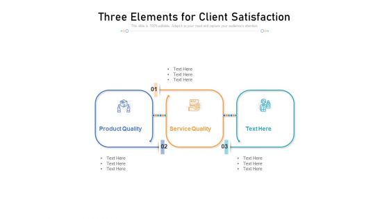 Three Elements For Client Satisfaction Ppt PowerPoint Presentation Gallery Infographics PDF