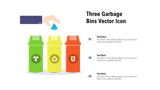 Three Garbage Bins Vector Icon Ppt PowerPoint Presentation Slides Display PDF