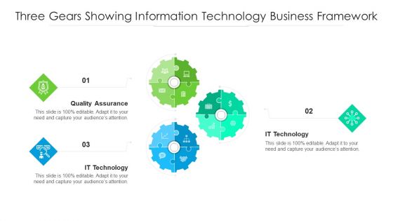 Three Gears Showing Information Technology Business Framework Ppt PowerPoint Presentation Gallery Design Inspiration PDF