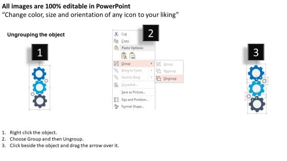 Three Gears With Technology Icons Powerpoint Templates