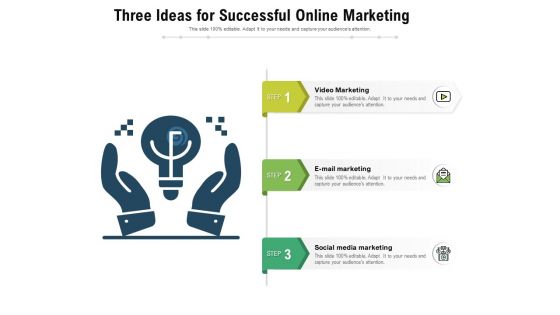 Three Ideas For Successful Online Marketing Ppt PowerPoint Presentation Summary Design Inspiration PDF