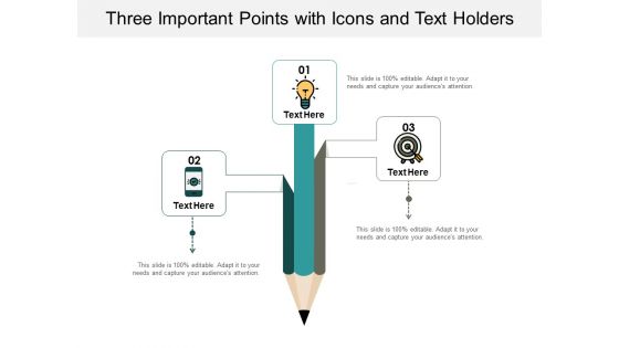 Three Important Points With Icons And Text Holders Ppt PowerPoint Presentation Portfolio Icons