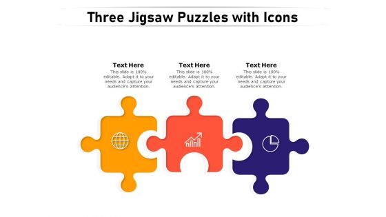 Three Jigsaw Puzzles With Icons Ppt PowerPoint Presentation Inspiration Templates PDF