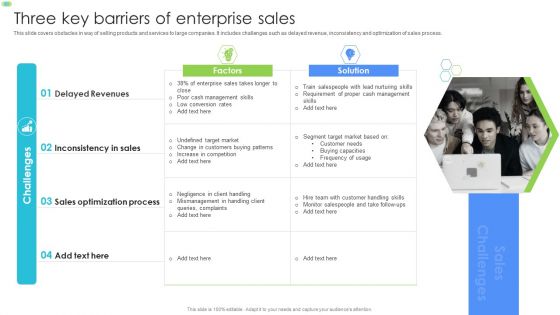 Three Key Barriers Of Enterprise Sales Brochure PDF