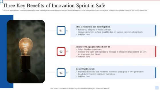 Three Key Benefits Of Innovation Sprint In Safe Sample PDF Three Key Benefits Of Innovation Sprint In Safe Sample PDF