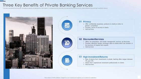 Three Key Benefits Of Private Banking Services Mockup PDF
