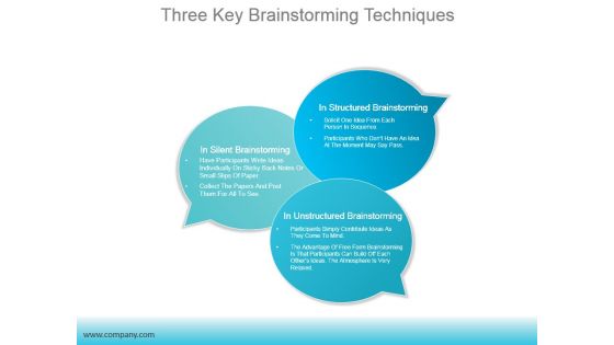 Three Key Brainstorming Techniques Ppt PowerPoint Presentation Sample