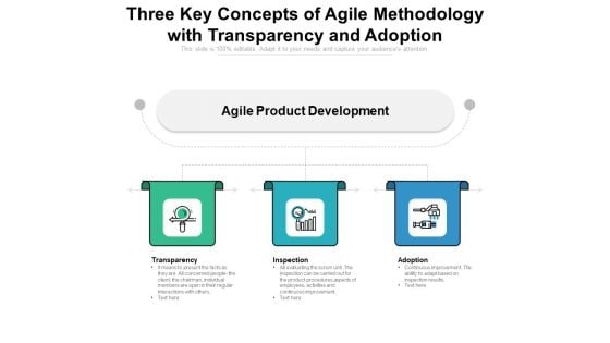 Three Key Concepts Of Agile Methodology With Transparency And Adoption Ppt PowerPoint Presentation Layouts Gallery PDF