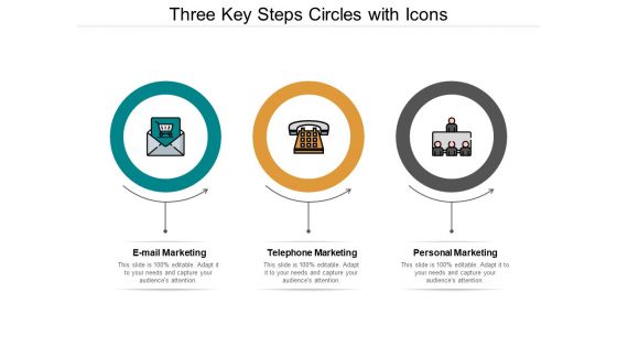 Three Key Steps Circles With Icons Ppt PowerPoint Presentation Infographic Template Background Designs