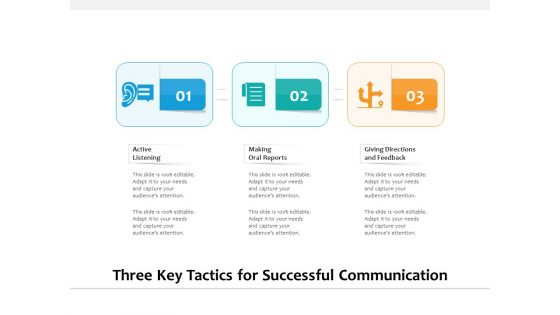 Three Key Tactics For Successful Communication Ppt PowerPoint Presentation Gallery Infographics PDF