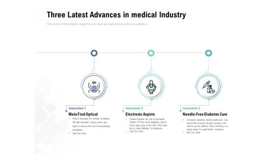 Three Latest Advances In Medical Industry Ppt PowerPoint Presentation Inspiration Show