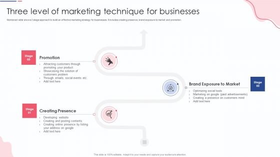 Three Level Of Marketing Technique For Businesses Infographics PDF