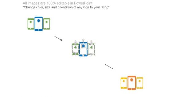 Three Mobiles With Icons Compare Chart Powerpoint Slides