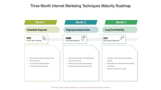 Three Month Internet Marketing Techniques Maturity Roadmap Designs