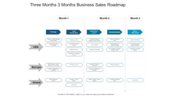 Three Months 3 Months Business Sales Roadmap Demonstration