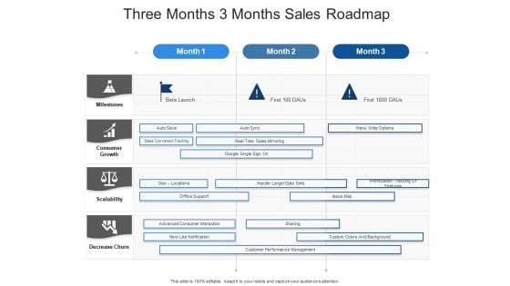 Three Months 3 Months Sales Roadmap Structure