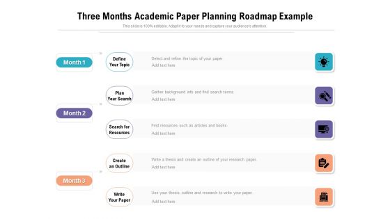 Three Months Academic Paper Planning Roadmap Example Mockup