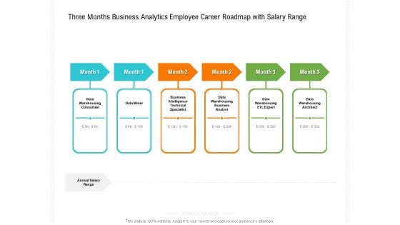 Three Months Business Analytics Employee Career Roadmap With Salary Range Information