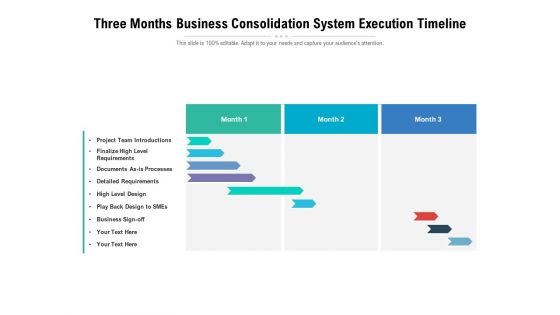 Three Months Business Consolidation System Execution Timeline Ppt PowerPoint Presentation Inspiration Example PDF Three Months Business Consolidation System Execution Timeline Ppt PowerPoint Presentation Inspiration Example PDF