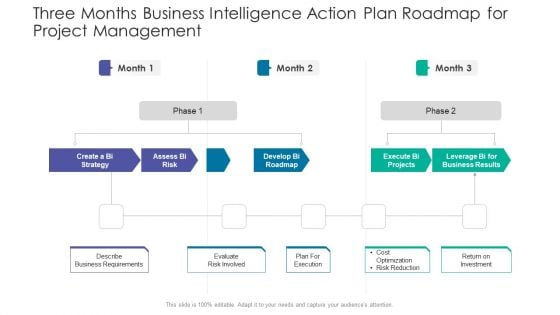 Three Months Business Intelligence Action Plan Roadmap For Project Management Professional Three Months Business Intelligence Action Plan Roadmap For Project Management Professional