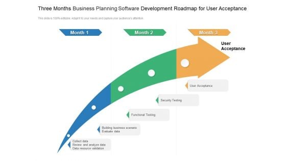 Three Months Business Planning Software Development Roadmap For User Acceptance Portrait