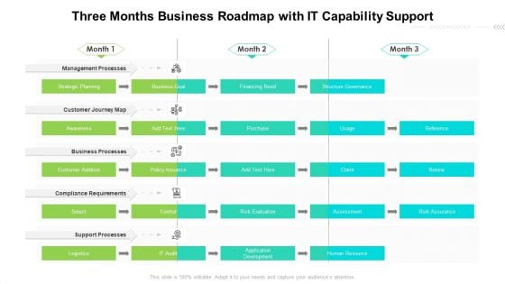 Three Months Business Roadmap With IT Capability Support Structure Three Months Business Roadmap With IT Capability Support Structure