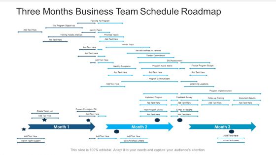 Three Months Business Team Schedule Roadmap Inspiration