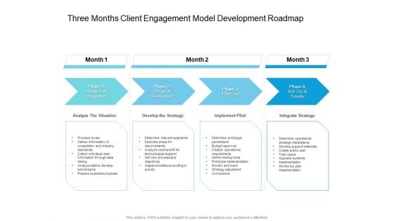 Three Months Client Engagement Model Development Roadmap Brochure