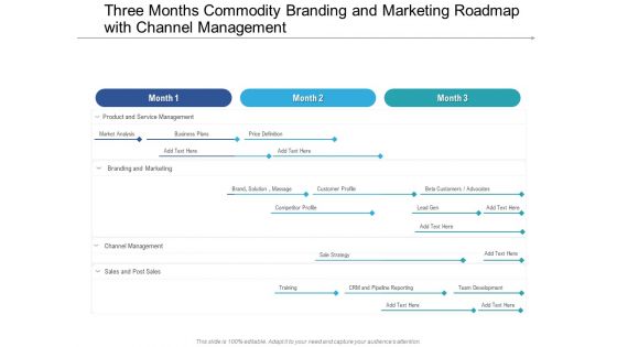 Three Months Commodity Branding And Marketing Roadmap With Channel Management Slides